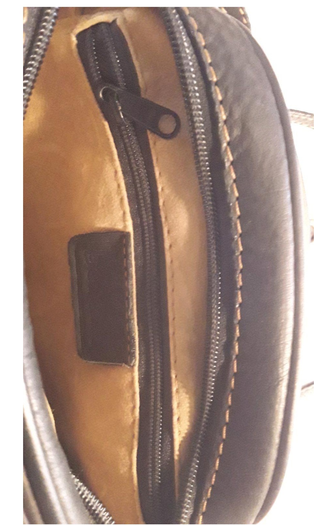 Schwarz braune Lederhandtasch mit Lederfutter von Borella – Vorschaubild 5